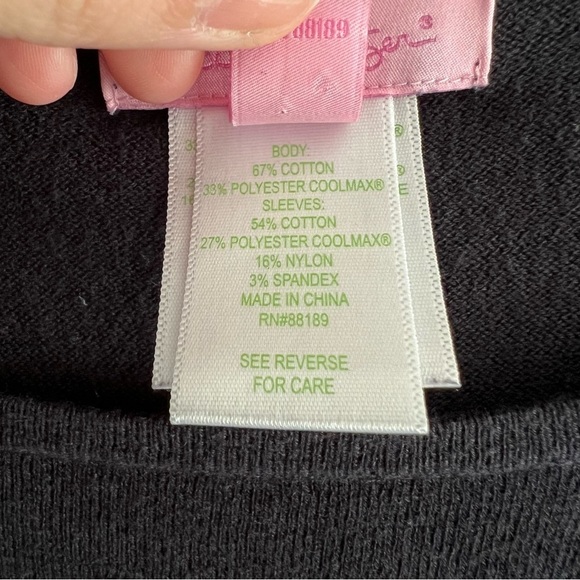 Lilly Pulitzer Navy Blue Fringe Hem Sweater Size S Gold Button Detail Preppy - Picture 5 of 7